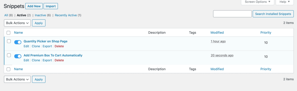How to Add Quantity Field On Shop Page for WooCommerce 2 Add new code snippet in the Code Snippet WordPress plugin