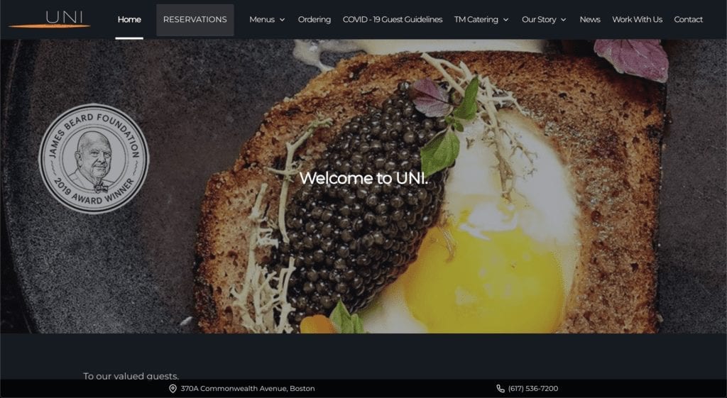 3 Restaurant Website Design Examples You'll Absolutely Love 1 Uni Boston Restaurant Website Design