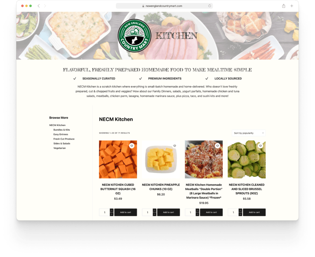 Home 19 New England Country Mart Website Design & Development